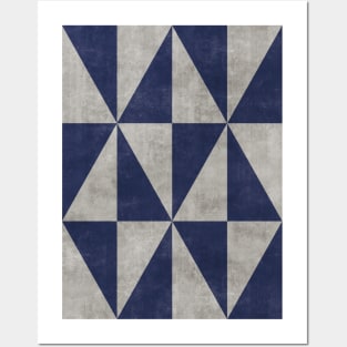 Geometric Triangle Pattern - Grey, Blue Concrete Posters and Art